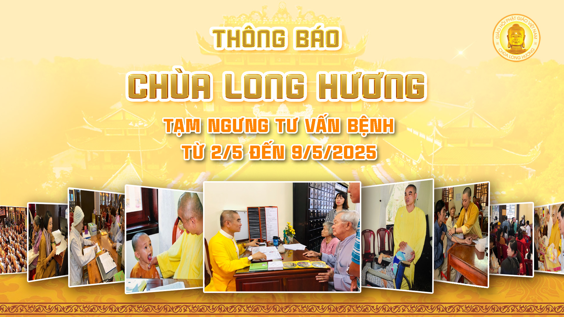 THÔNG BÁO TẠM NGƯNG TƯ VẤN BỆNH PHÒNG CHẨN TRỊ Y HỌC CỔ TRUYỀN CHÙA LONG HƯƠNG